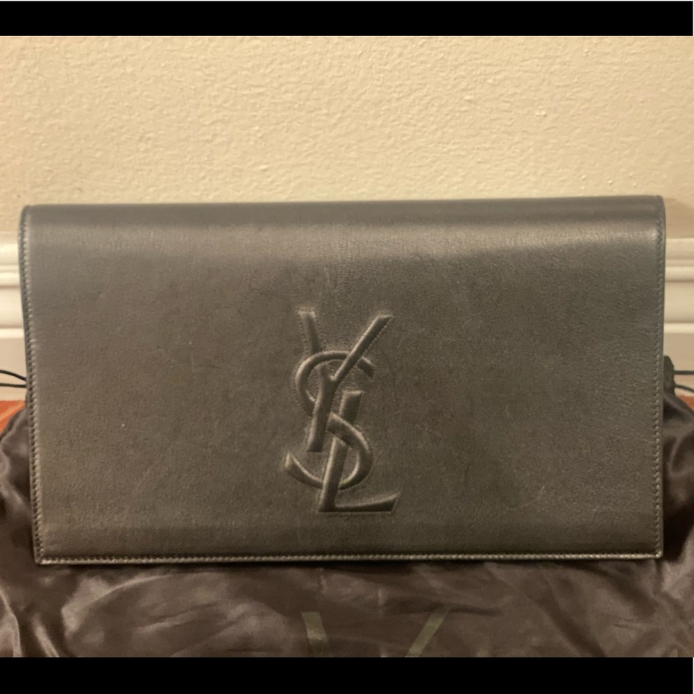 SAINT LAURENT Calfskin Large Belle De Jour Clutch